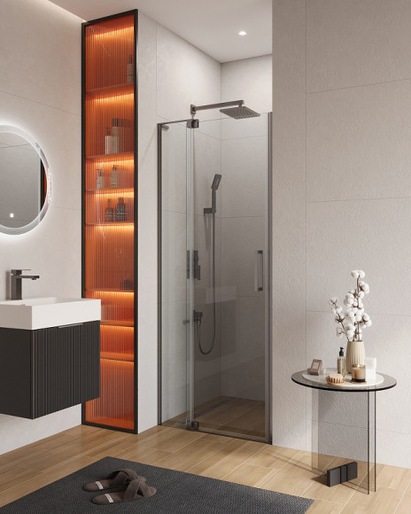 Душевая дверь Cezares Slider 90 SLIDER-B-1-80/90-C-GM профиль Оружейнная сталь стекло прозрачное