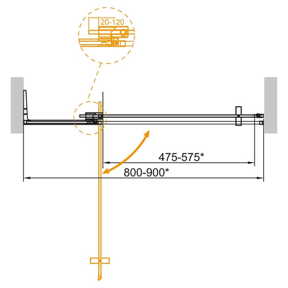 Душевая дверь Cezares Slider 90 SLIDER-B-1-80/90-C-GM профиль Оружейнная сталь стекло прозрачное