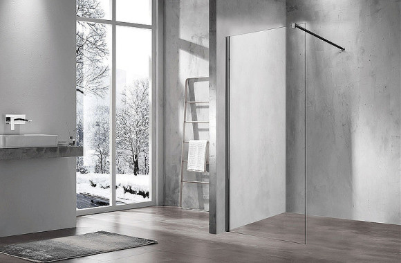 Душевая перегородка Vincea Walk-In 90 VSW-1H900CLB профиль Черный матовый стекло прозрачное