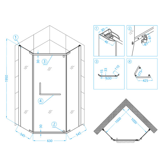 Душевой уголок RGW Passage PA-081B 100x100 35088100-14 профиль Черный стекло прозрачное Душевой уголок RGW Passage PA-081B 100x100 35088100-14 профиль Черный стекло прозрачное