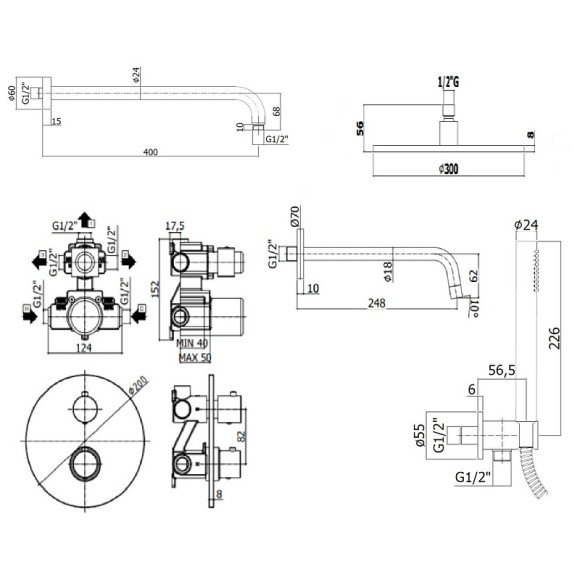 Душевая система Paffoni Light KITLIQ019BO046KING с термостатом Белая матовая