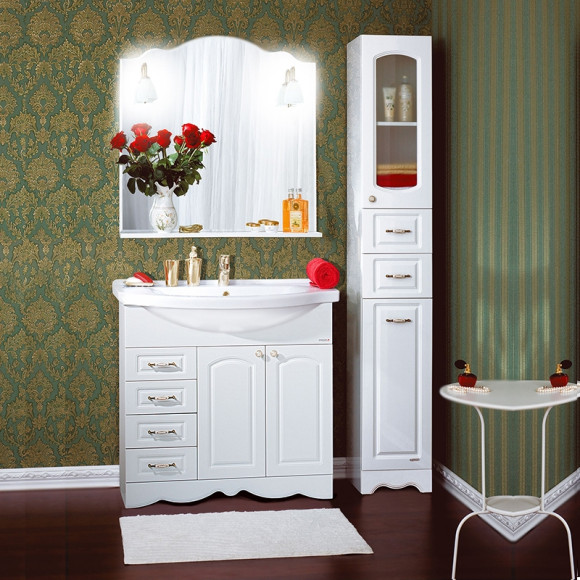 Тумба под раковину Бриклаер Анна 90 4627125412172 Белая глянцевая