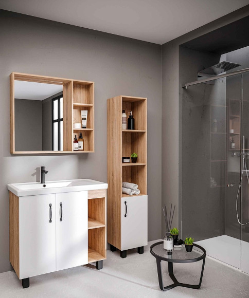 Тумба под раковину Grossman Флай 80 108001 Дуб сонома Белая