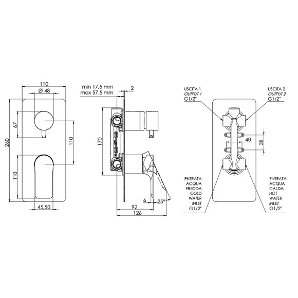 Смеситель для душа Remer Infinity I92NO Черный матовый Смеситель для душа Remer Infinity I92NO Черный матовый
