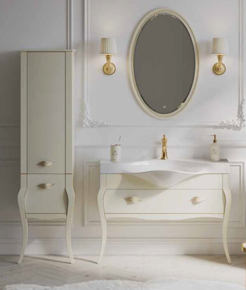 Шкаф пенал Clarberg Borgia 48 BOR0548BG Слоновая кость Патина золото