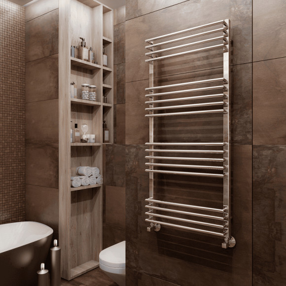 Водяной полотенцесушитель Terminus Арт П16 500х1000 4670078513380 Хром, нижнее подключение, G 1/2" ВР, с комплектом вентилей