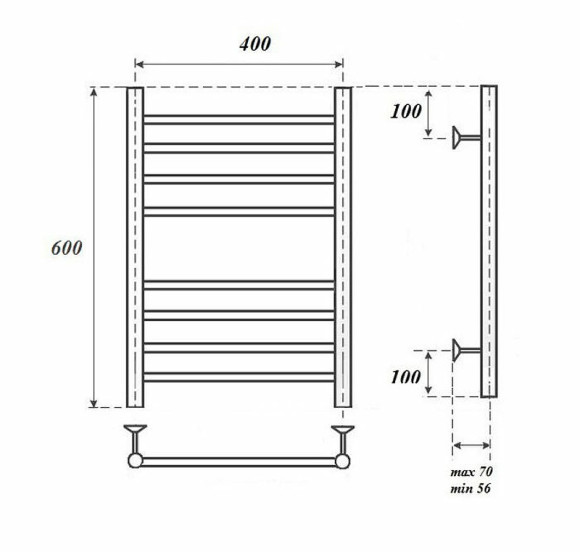 Электрический полотенцесушитель Point Аврора PN10146SE П8 400x600 левый/правый Хром Электрический полотенцесушитель Point Аврора PN10146SE П8 400x600 левый/правый Хром