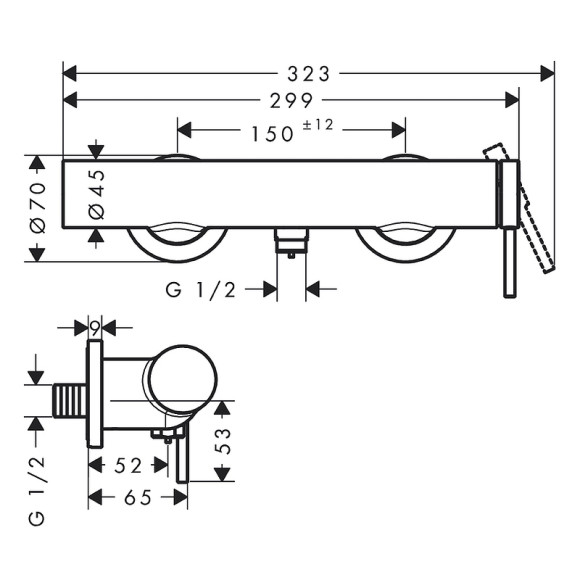 Смеситель для душа Hansgrohe Tecturis S 73622700 Белый матовый