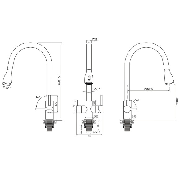 Смеситель для кухни Paulmark Lange La214212-SBG Светлое брашированное золото