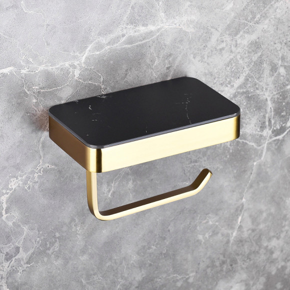 Держатель туалетной бумаги Abber Westen AA1730G с полкой Золото Держатель туалетной бумаги Abber Westen AA1730G с полкой Золото