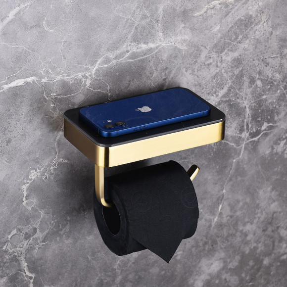 Держатель туалетной бумаги Abber Westen AA1730G с полкой Золото Держатель туалетной бумаги Abber Westen AA1730G с полкой Золото