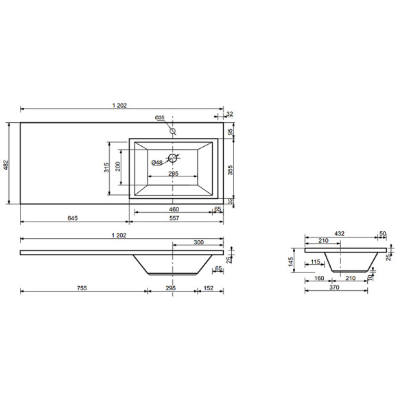 Тумба с раковиной Эстет Dallas Luxe 120 R ФР-00001926 подвесная Белая