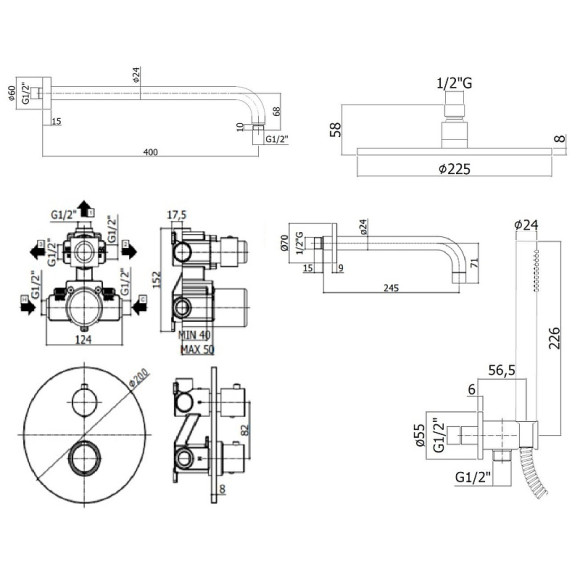 Душевая система Paffoni Light KITLIQ019CR141 с термостатом Хром Душевая система Paffoni Light KITLIQ019CR141 с термостатом Хром