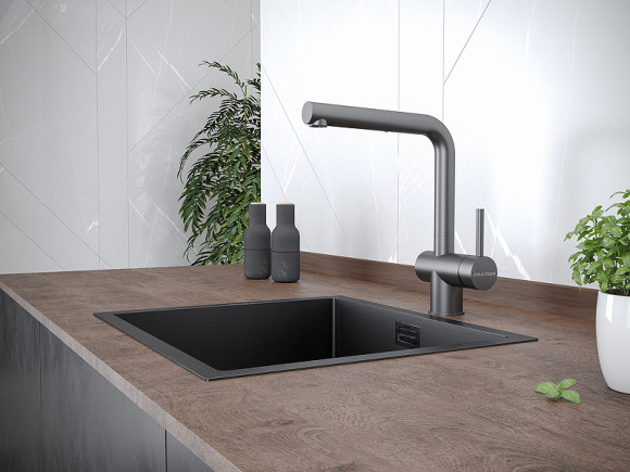 Смеситель для кухни Paulmark Dosse Do214418-GM Вороненая сталь