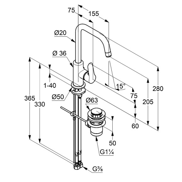 Смеситель для раковины Kludi Objekta 320230575 Хром Смеситель для раковины Kludi Objekta 320230575 Хром