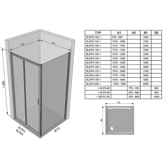 Душевая дверь Ravak Blix BLDP2-110 0PVD0C00ZG профиль Хром стекло Grape Душевая дверь Ravak Blix BLDP2-110 0PVD0C00ZG профиль Хром стекло Grape