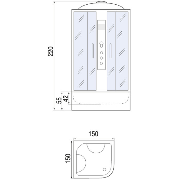 Душевой бокс River Temza 150x150 ТН 10000000742 с поддоном Душевой бокс River Temza 150x150 ТН 10000000742 с поддоном