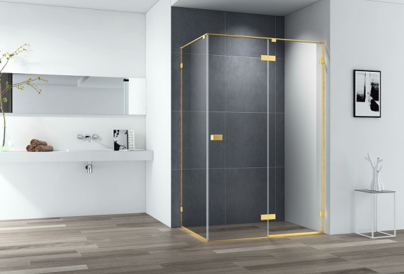 Душевой уголок Cezares Bellagio 120x80 BELLAGIO-AH-1-120/80-C-BORO профиль Золото брашированное стекло прозрачное