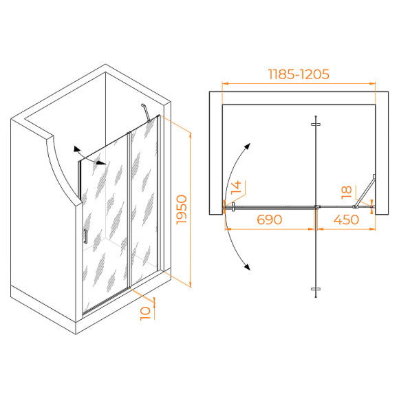 Душевая дверь RGW Leipzig LE-004 120 351200412-11 профиль Хром стекло прозрачное Душевая дверь RGW Leipzig LE-004 120 351200412-11 профиль Хром стекло прозрачное