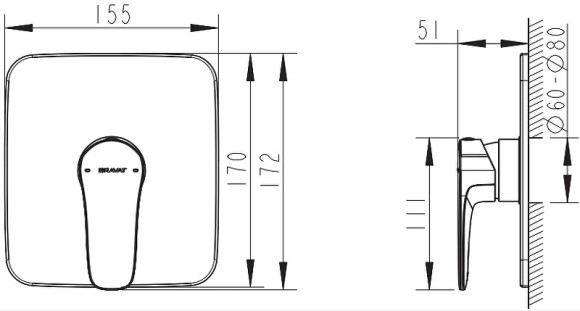 Смеситель для душа Bravat Source PB8173218CP-ENG Хром