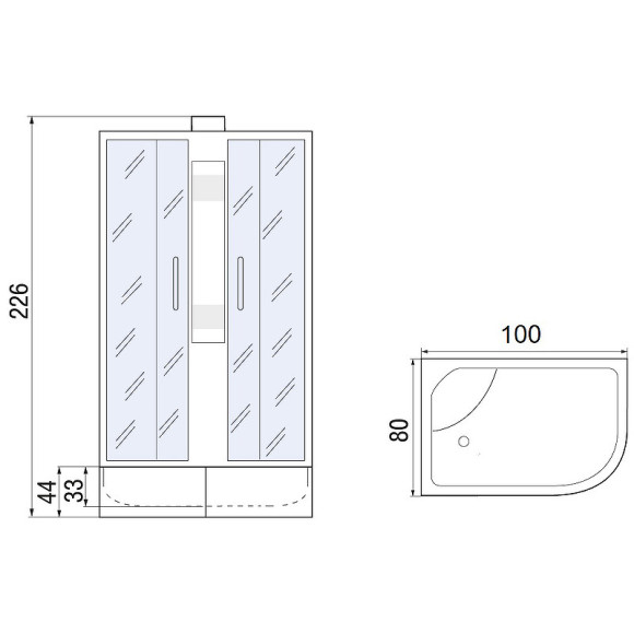 Душевая кабина River Nara XL 100х80 МТ L 10000011840 с поддоном Душевая кабина River Nara XL 100х80 МТ L 10000011840 с поддоном