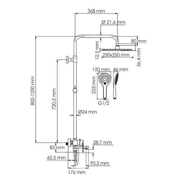 Душевая система WasserKRAFT A185.254.155.WM Белая матовая