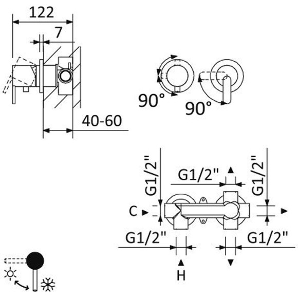 Смеситель для душа Cezares Leaf LEAF-VDIM3-L-01 Хром