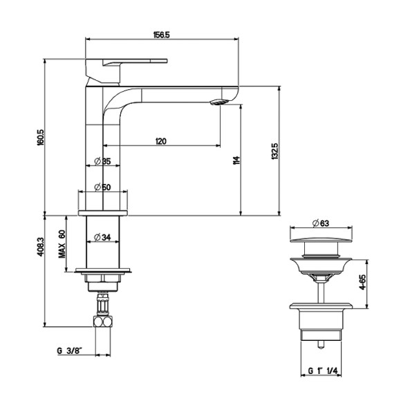Смеситель для раковины Gattoni H2Omix7000 7004070NO Черный матовый Смеситель для раковины Gattoni H2Omix7000 7004070NO Черный матовый