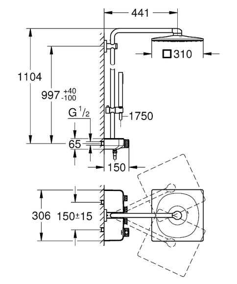 Душевая система Grohe Euphoria 26508000 с термостатом Хром
