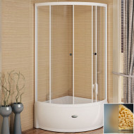 Душевой уголок Radomir 100x100 1-03-1-0-0-0041 с поддоном профиль Белый стекло матовое