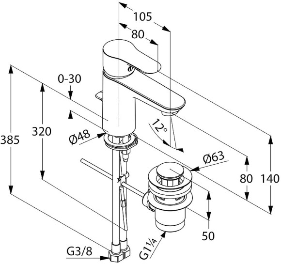 Смеситель для раковины Kludi Objekta 322330575 Хром Смеситель для раковины Kludi Objekta 322330575 Хром
