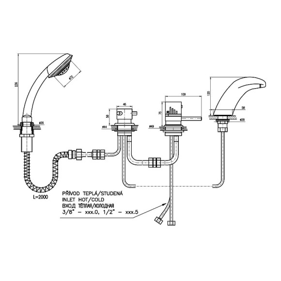 Смеситель на борт ванны Rav Slezak Dunaj Termostat DT271.5PZ с термостатом Золото