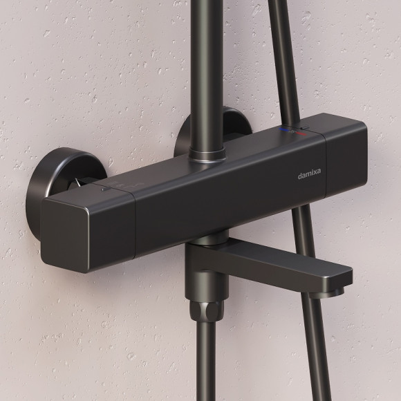 Душевая система Damixa Gala 953810300 с термостатом Черная матовая