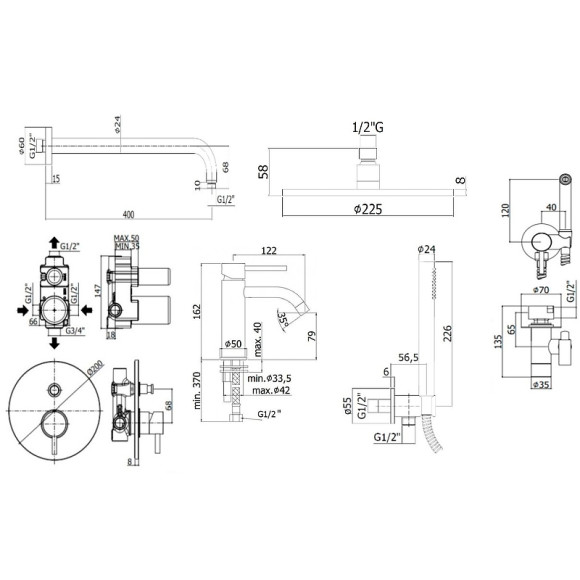Комплект смесителей Paffoni Light KITZLIG015HG071 Золото медовое
