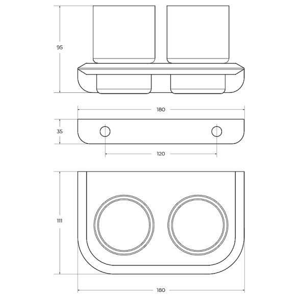 Стакан для зубных щеток Cezares Liner LINER-TUMDS-GM двойной Оружейная сталь