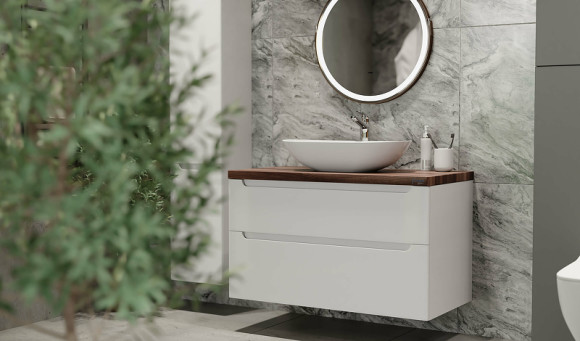 Тумба под раковину Jorno Wood 100 wood.01.100/P/W подвесная Белая