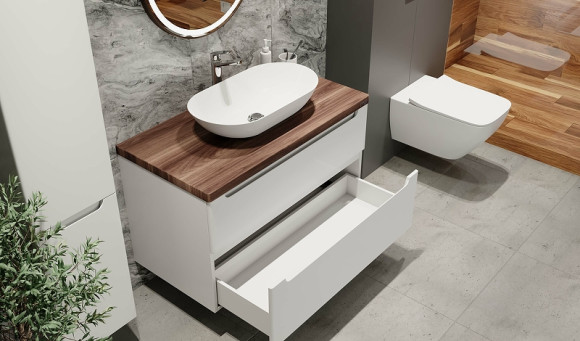 Тумба под раковину Jorno Wood 100 wood.01.100/P/W подвесная Белая