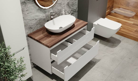 Тумба под раковину Jorno Wood 100 wood.01.100/P/W подвесная Белая