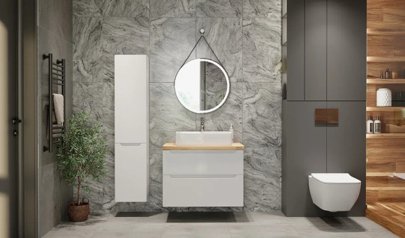 Тумба под раковину Jorno Wood 100 wood.01.100/P/W подвесная Белая