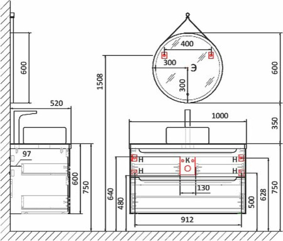 Тумба под раковину Jorno Wood 100 wood.01.100/P/W подвесная Белая