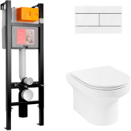 Комплект унитаза с инсталляцией Jacob Delafon Elite E21755RU-00 с сиденьем Микролифт и Белой клавишей смыва Комплект унитаза с инсталляцией Jacob Delafon Elite E21755RU-00 с сиденьем Микролифт и Белой клавишей смыва
