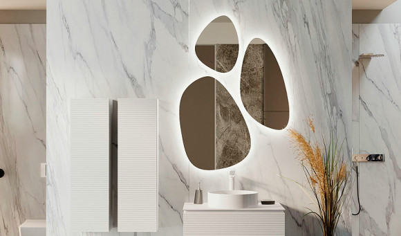 Зеркало Jorno Stone 80 Stn.05/W/JR с подсветкой капля (3 шт)