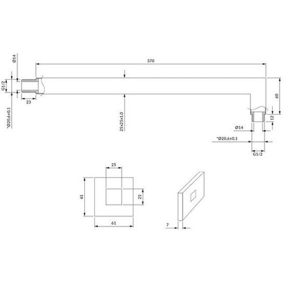 Кронштейн для верхнего душа Omnires RA12CR Хром Кронштейн для верхнего душа Omnires RA12CR Хром