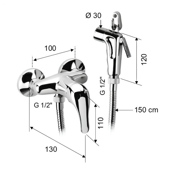 Гигиенический душ со смесителем Remer C332DP Хром Гигиенический душ со смесителем Remer C332DP Хром