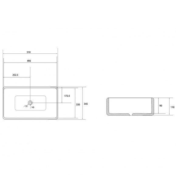 Раковина-чаша Abber Rechteck 51 AC2207MB Черная матовая Раковина-чаша Abber Rechteck 51 AC2207MB Черная матовая