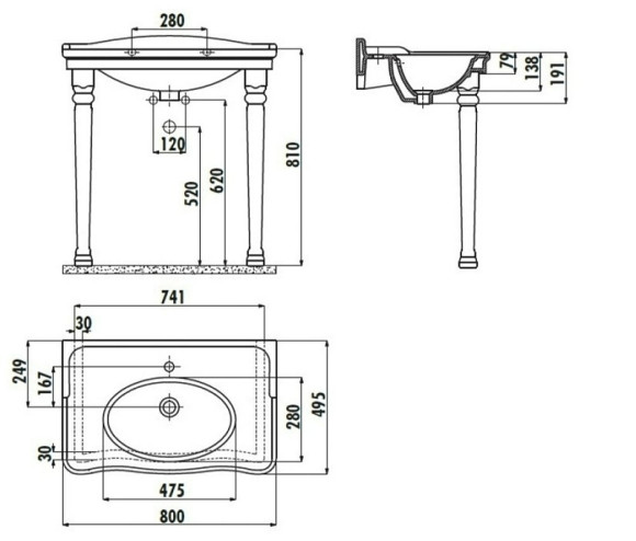 Раковина Creavit Antik 80 AN080-00CB00E-0000 Белая Раковина Creavit Antik 80 AN080-00CB00E-0000 Белая