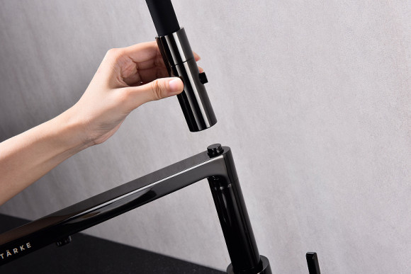 Смеситель для кухни Paulmark Tornado To213402-GB Черный глянцевый