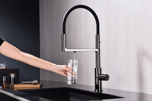 Смеситель для кухни Paulmark Tornado To213402-GB Черный глянцевый