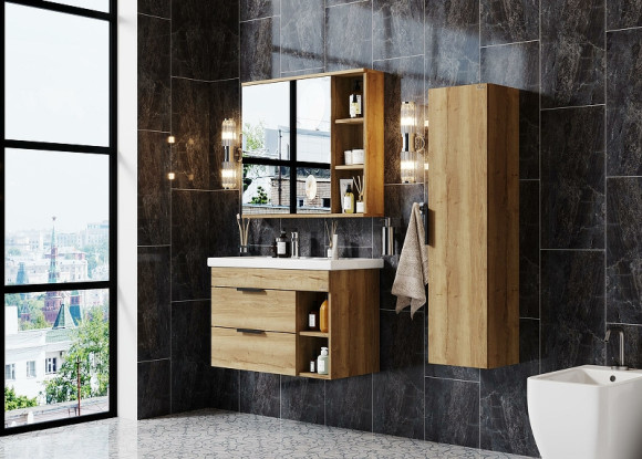 Зеркальный шкаф Onika Легран 80.00У 208092 Дуб галифакс Зеркальный шкаф Onika Легран 80.00У 208092 Дуб галифакс