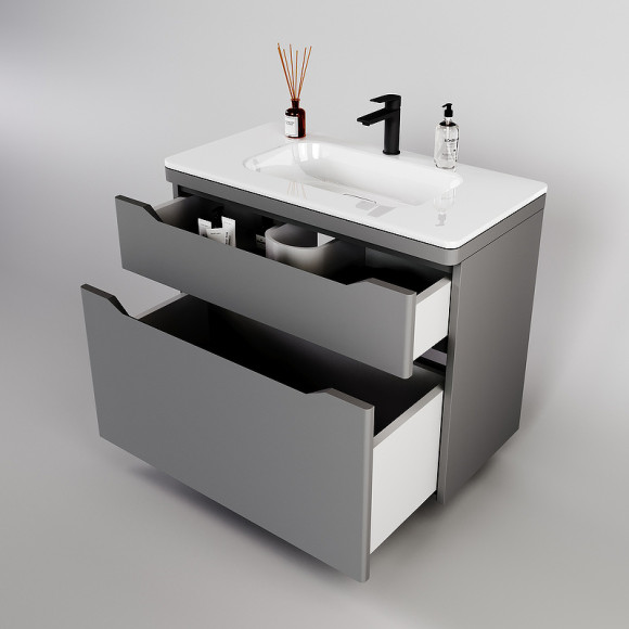 Тумба под раковину Style Line Марелла 90 Люкс Plus СС-00002418 Серый матовый антискрейтч Тумба под раковину Style Line Марелла 90 Люкс Plus СС-00002418 Серый матовый антискрейтч